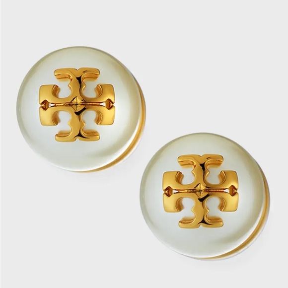 Tory Burch Pearly Logo Stud Earrings - Picture 1 of 5